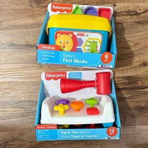 Fisher-Price Colorful Shape Sorter and Hammer Bench New in Box
